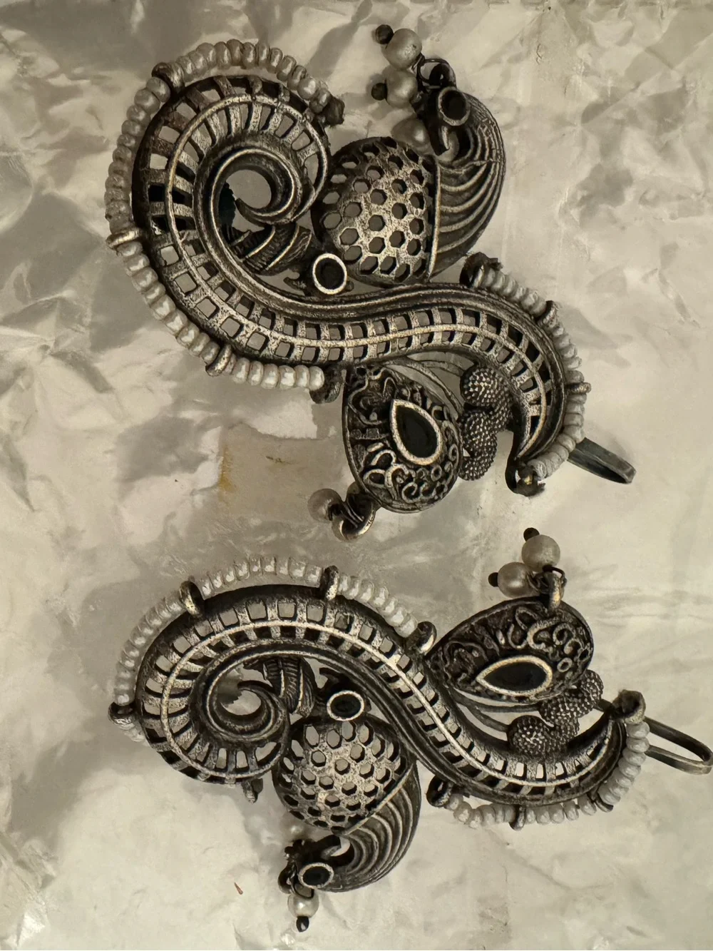 Oxidized peacock ear cuffs